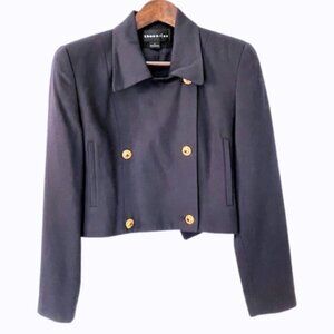 Vintage Military Inspired Wool Suit Cropped Blazer Theo Miles Navy Small